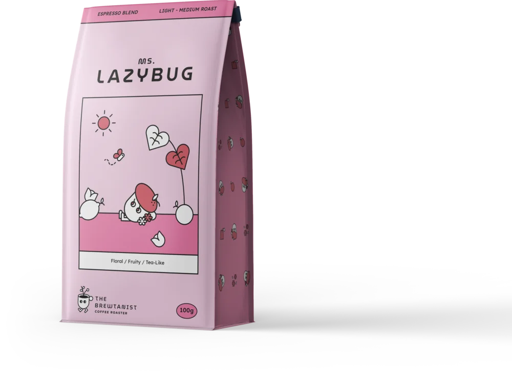 ภาพ 3D ถุงเมล็ดกาแฟ Ms. Lazybug ของ Brewtanist