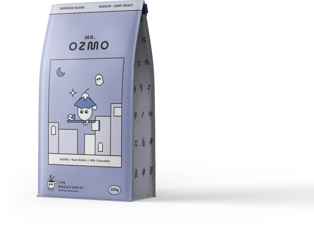 ภาพ 3D ถุงเมล็ดกาแฟ Mr. Ozmo ของ Brewtanist