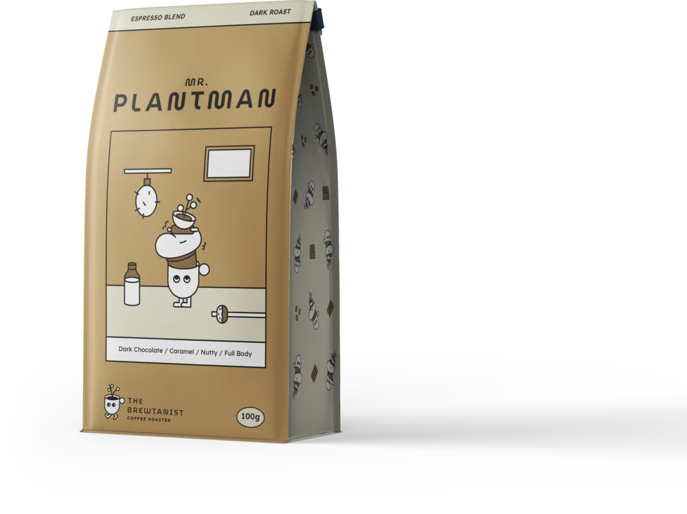 ภาพ 3D ถุงเมล็ดกาแฟ Mr. Plantman ของ Brewtanist